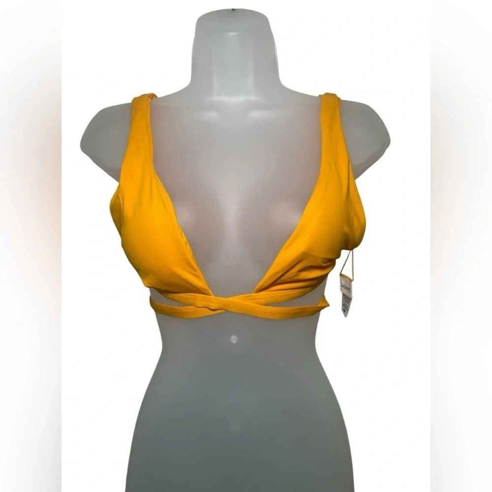 L*Space Avery Bikini Top Mango Orange Wrap Style Size Medium NWOT